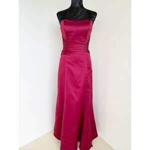 Alfred Angelo Strapless Satin Gown Size 10 Wine Red‎